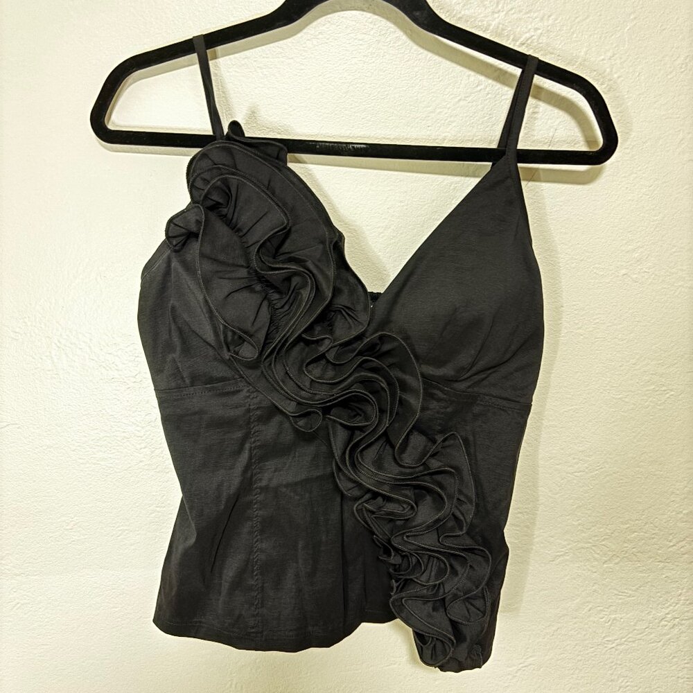 BH Jeans Black Ruffled Tan Top